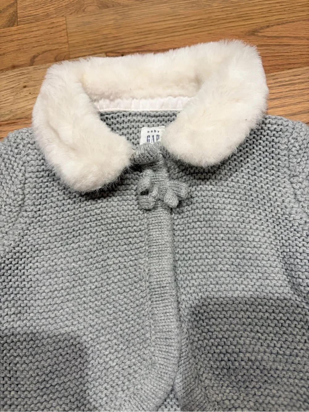 Gap toddler girl sweater cardigan with fur collar